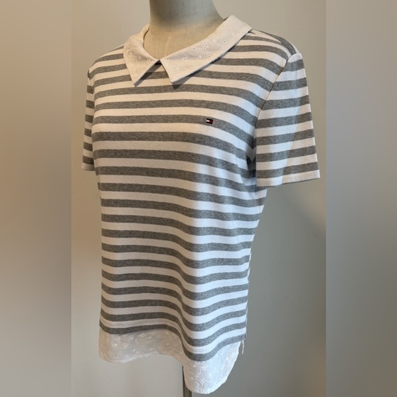 Tommy Hilfiger Gray and White Striped Polo
(Listing #45) - Picture 3 of 11